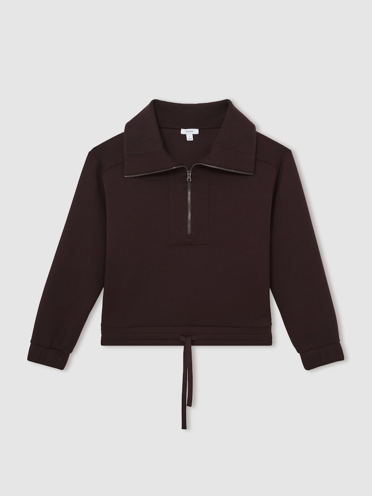 Reiss Laney Interlock Half Zip Drawstring Hem Sweatshirt - Imagen 2 de 5