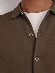 Reiss Chocolate Brown Forbes Merino Wool Button-Through Cardigan - Image 4 of 6