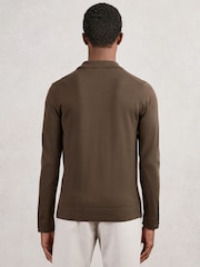 Reiss Chocolate Brown Forbes Merino Wool Button-Through Cardigan - Image 5 of 6