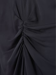 Reiss Navy Rowe Ruched-Front Midi Dress - Image 7 of 7