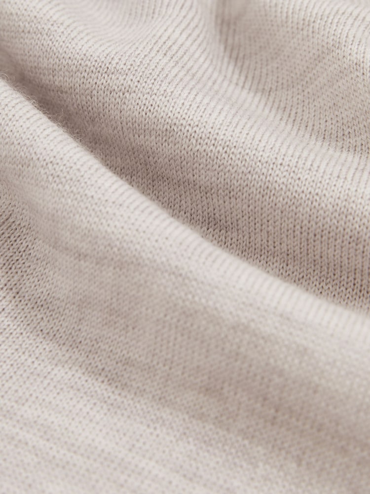 Reiss Wicker Brown Melange Milburn Merino Wool Open-Collar Polo Shirt - Image 6 of 6