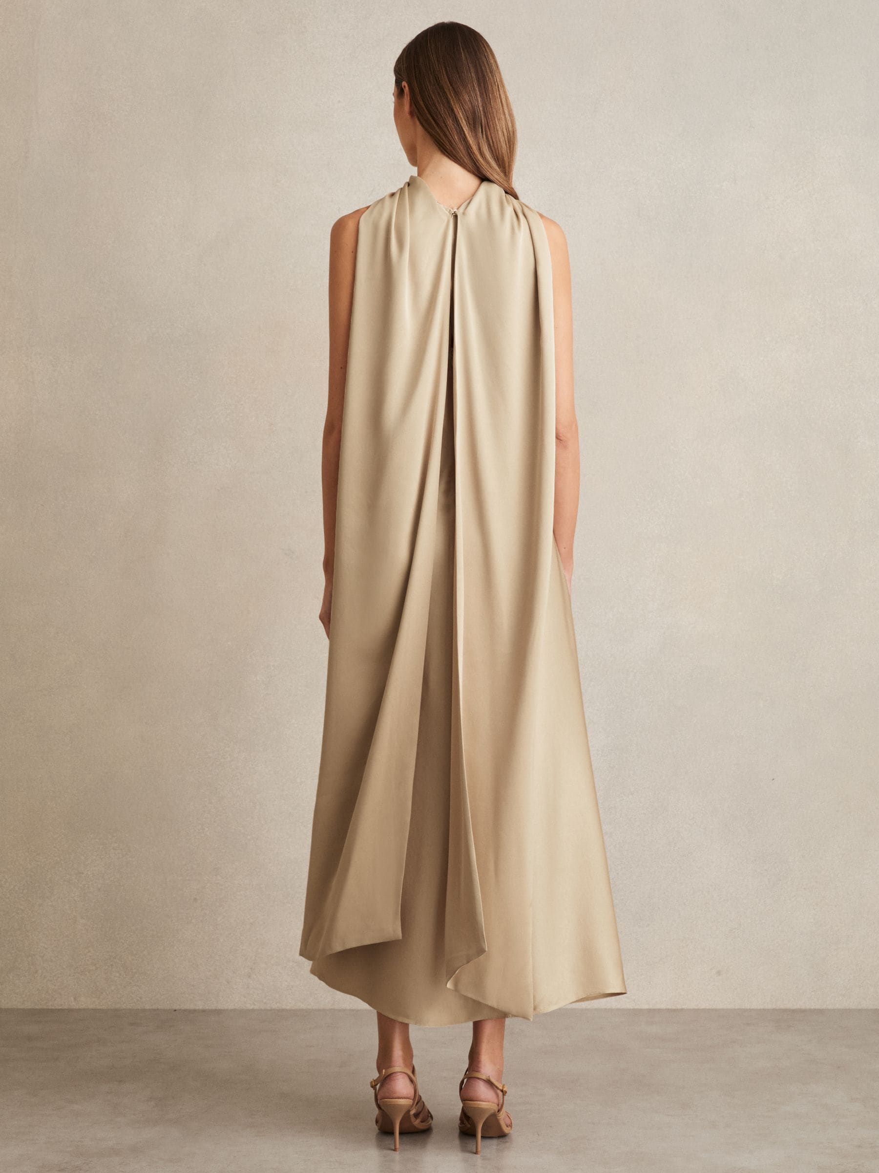 Buy Reiss Champagne Neutral Michelle Satin Tuck-Detail Cape