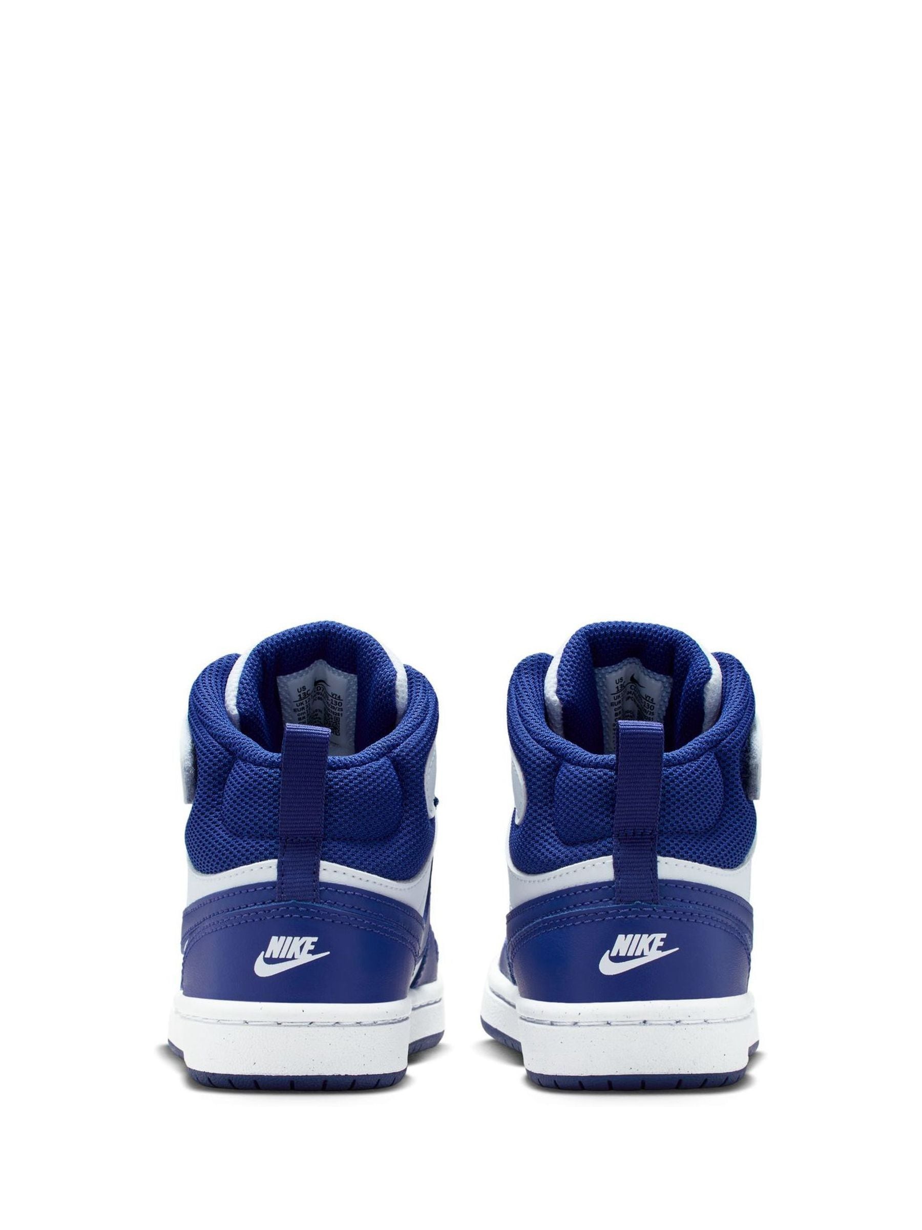 Buy Nike White/Deep Night Blue Junior Court Borough Mid Trainers