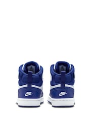 Nike White/Deep Night Blue Junior Court Borough Mid Trainers - Image 6 of 10