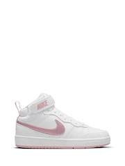 Nike White Pink Glaze Youth Court Borough Mid Trainers - Image 1 of 11