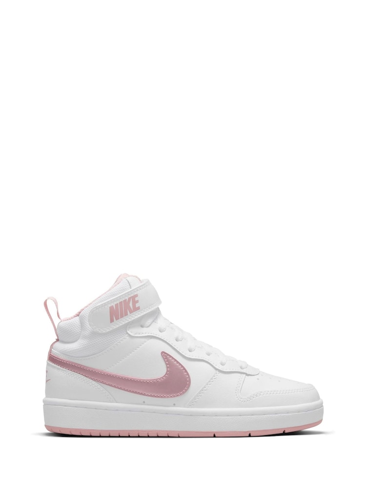 Nike White Pink Glaze Youth Court Borough Mid Trainers - Image 1 of 11