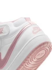 Nike White Pink Glaze Youth Court Borough Mid Trainers - Image 11 of 11