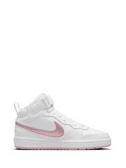 Nike White Pink Glaze Youth Court Borough Mid Trainers - Image 2 of 11