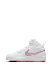 Nike White Pink Glaze Youth Court Borough Mid Trainers - Image 3 of 11