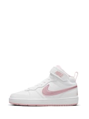 Nike White Pink Glaze Youth Court Borough Mid Trainers - Image 4 of 11