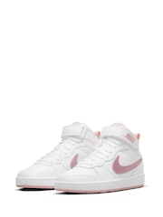 Nike White Pink Glaze Youth Court Borough Mid Trainers - Image 5 of 11