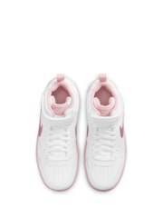 Nike White Pink Glaze Youth Court Borough Mid Trainers - Image 7 of 11