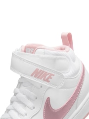 Nike White Pink Glaze Youth Court Borough Mid Trainers - Image 9 of 11