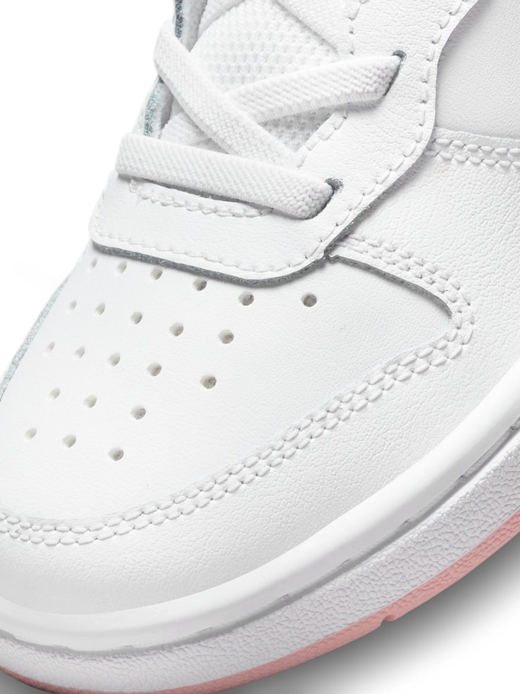 Nike White Pink Glaze Junior Court Borough Mid Trainers - Image 11 of 11