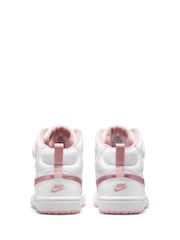 Nike White Pink Glaze Junior Court Borough Mid Trainers - Image 7 of 11