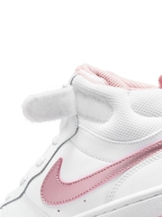 Nike White Pink Glaze Junior Court Borough Mid Trainers - Image 9 of 11