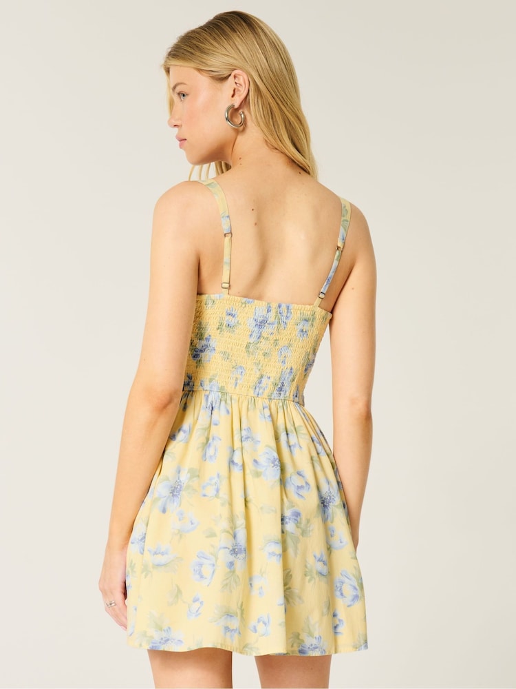 Hollister Yellow Drop Waist Button Front Mini Dress - Imagem 2 de 3