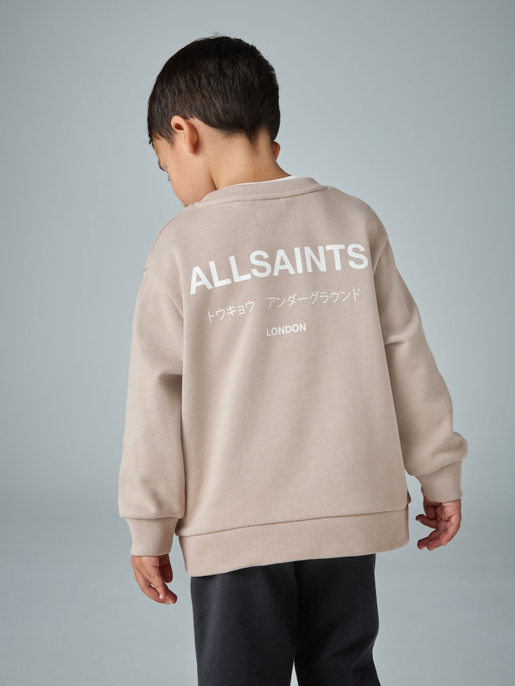 smALLSAINTS Taupe Brown Underground Oversized Younger Boys Crew Neck Sweat top - Image 2 of 9 smALLSAINTS Taupe Brown Underground Oversized Younger Boys Crew Neck Sweat top - Image 2 of 9