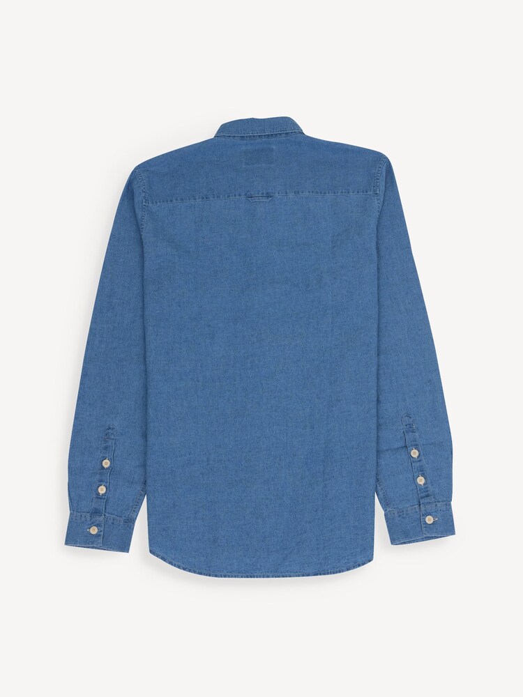 Folk Blue Relaxed Fit Linen Cotton Long Sleeve Shirt - Image 2 of 4