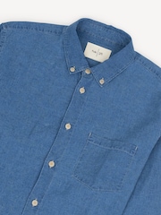 Folk Blue Relaxed Fit Linen Cotton Long Sleeve Shirt - Image 3 of 4
