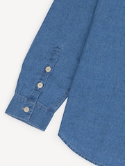 Folk Blue Relaxed Fit Linen Cotton Long Sleeve Shirt - Image 4 of 4