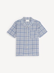 Folk Blue Relaxed Soft Collar Short Sleeve Check Shirt - Image 1 of 4