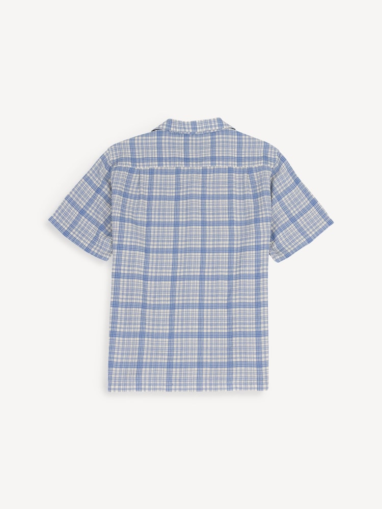 Folk Blue Relaxed Soft Collar Short Sleeve Check Shirt - Image 2 of 4
