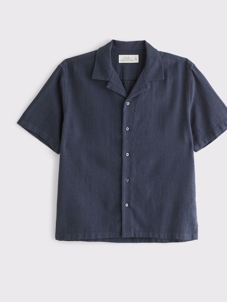 Abercrombie & Fitch Blue Linen Short Sleeve Shirt - Image 6 of 6