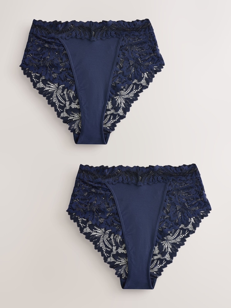 Navy Tanga Ultimate Comfort Lace Knickers 2 Pack - Image 1 of 5