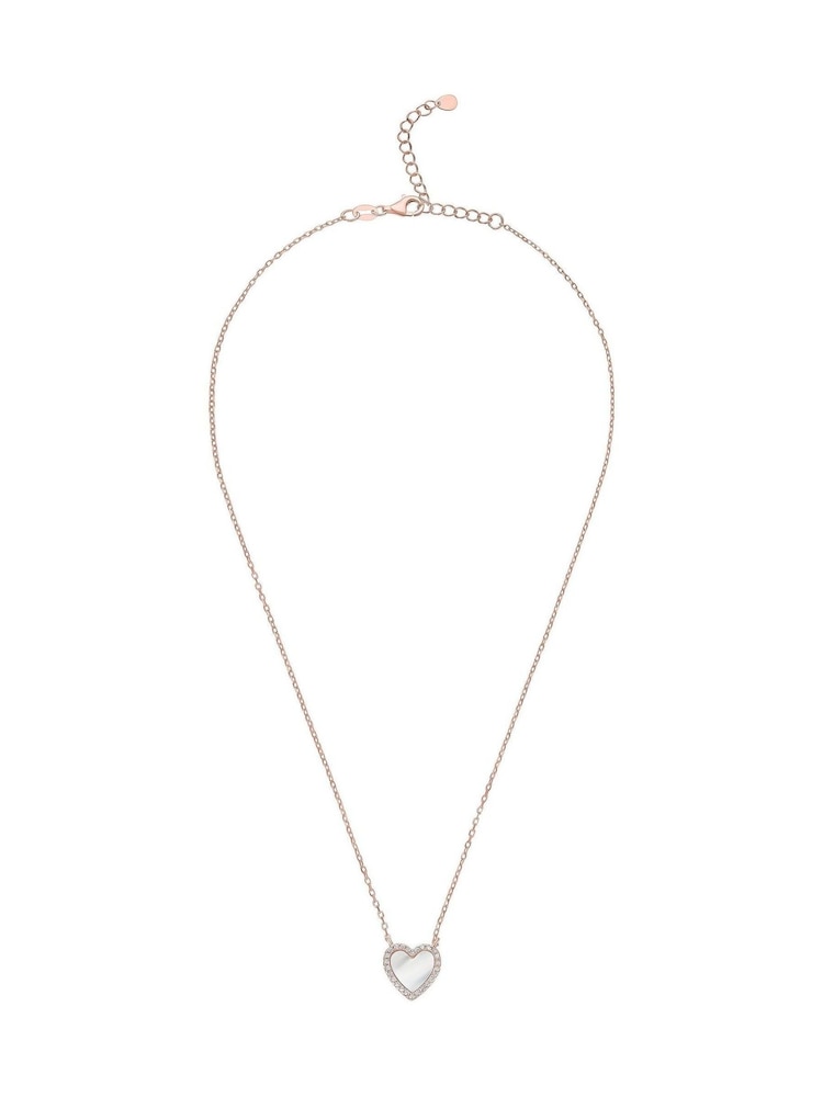 Beaverbrooks Rose Gold Plated Cubic Zirconia Mother of Pearl Heart Necklace - Image 1 of 4