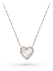 Beaverbrooks Rose Gold Plated Cubic Zirconia Mother of Pearl Heart Necklace - Image 2 of 4