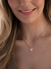 Beaverbrooks Rose Gold Plated Cubic Zirconia Mother of Pearl Heart Necklace - Image 3 of 4