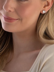 Beaverbrooks Sterling Silver Cubic Zirconia Mother of Pearl Heart Stud Earrings - Image 3 of 4