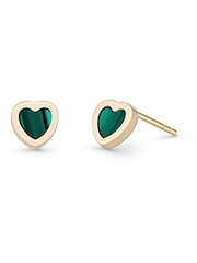 Beaverbrooks 9ct Yellow Gold Green Malachite Heart Stud Earrings - Image 2 of 4