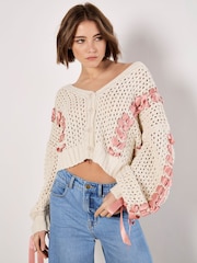 Apricot Natural Bow Cardigan - Image 6 of 6