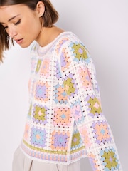 Apricot Blue Crochet Squares Jumper - Image 1 of 4