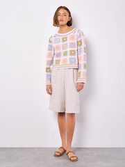 Apricot Blue Crochet Squares Jumper - Image 3 of 4