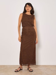 Apricot Brown Tile Crochet Maxi Skirt - Image 1 of 4