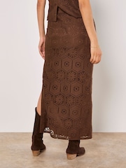 Apricot Brown Tile Crochet Maxi Skirt - Image 4 of 4