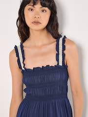 Apricot Blue Smocked Nape Crochet Lace Dress - Image 3 of 5