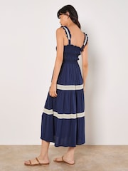Apricot Blue Smocked Nape Crochet Lace Dress - Image 4 of 5