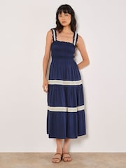Apricot Blue Smocked Nape Crochet Lace Dress - Image 5 of 5