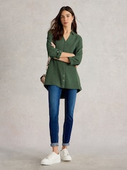 White Stuff Green Annie Double 100% Organic Cotton Cloth Longline Shirt - Image 1 of 6