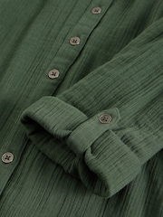 White Stuff Green Annie Double 100% Organic Cotton Cloth Longline Shirt - Image 6 of 6