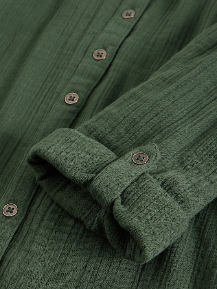 White Stuff Green Annie Double 100% Organic Cotton Cloth Longline Shirt - Image 6 of 6