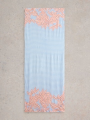 White Stuff Blue Suki Linear Leaf Print Scarf - Image 2 of 3