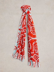 White Stuff Red Squiggle Printed Scarf - Image 1 of 3