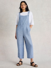 White Stuff Blue Vivian 100% Linen Dungarees - Image 1 of 6