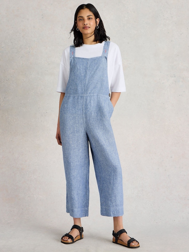 White Stuff Blue Vivian 100% Linen Dungarees - Image 1 of 6