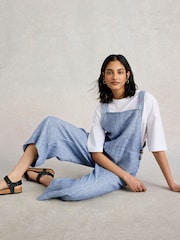 White Stuff Blue Vivian 100% Linen Dungarees - Image 4 of 6